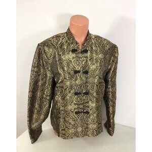 Gold Print 80’s Cocktail Jacket Blazer Womens Large